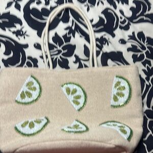 Stylish Cream Tote Bag with Lime Design
